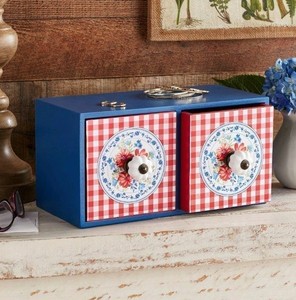 lot 1065 image: Pioneer Woman Gingham 2 Drawer Dresser