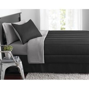 lot 1071 image: Mainstays Solid Bed in a Bag Coordinating Bedding, Full, Black