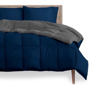 lot 1082 image: Bare Home Goose Down Alternative Reversible Comforter (TwinTwin XL, Dark BlueGray)