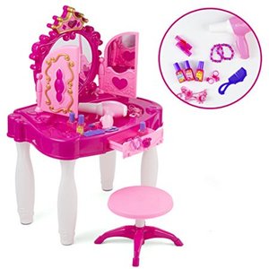 lot 1087 image: Beauty & Bliss�� Pretend Play Kids Vanity Table and Chair- Beauty Mirror and Accesories Play Set with Fashion & Makeup Accessories for Girls