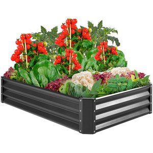lot 1093 image: Best Choice Products 6x3x1ft Outdoor Metal Raised Garden Bed for Vegetables, Flowers, Herbs, Plants