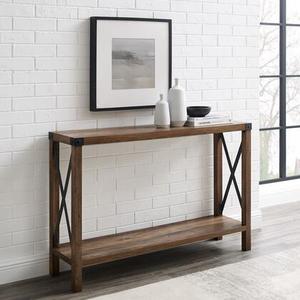 lot 1094 image: 46 Metal X Entry Table - Rustic Oak