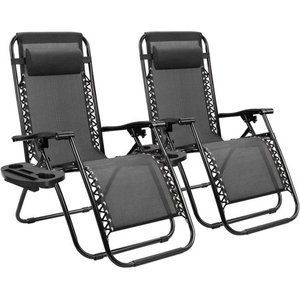 lot 1095 image: Walnew Zero Gravity Chair Camp Reclining Lounge Chairs Outdoor Lounge Patio Chair with Adjustable Pillow 2 Pack (Black)