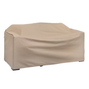 lot 1098 image: Modern Leisure Basics Outdoor Patio Loveseat Cover, 55L x 33W x 38H, Khaki