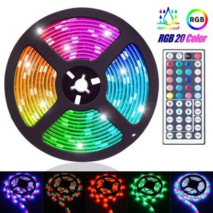 lot 1104 image: TSV 16.4ft5M 300LED RGB 20 Muliticolor Changing Flexible LED Rope Lights TV Backlight Tape Strip Light Kit Waterproof w 44Key IR Remote Control, 8-brightness Level, Memory function, 12V Power Supply