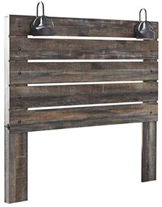 lot 1117 image: Signature Design by Ashley Drystan Rustic Panel Headboard ONLY with USB Charging Stations, King, Brown