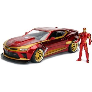 lot 1129 image: Marvel Iron Man & 2016 Chevy Camaro Die-cast Car, 124 Scale Vehicle &2.75 Collectible Metal Figurine