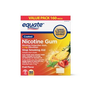 lot 1138 image: Equate Coated Nicotine Polacrilex Gum, 4 mg (nicotine), Fruit Flavor, Stop Smoking Aid, 160 Count