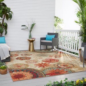 lot 1144 image: Mohawk Home Printed IndoorOutdoor Alexa Medallion Multi Colored Printed Area Rug, 76x10,