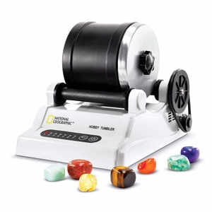 lot 1185 image: NATIONAL GEOGRAPHIC Hobby Rock Tumbler Kit- with 1 lb of Rough Gemstones, 4 Polishing Grits, Jewelry Fastenings and Detailed Guide- Educational STEM Toy