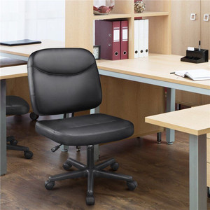 lot 2005 image: Yaheetech Adjustable Armless Office Chair Mid-Back Task Chair Faux Leather Computer Chair, Black