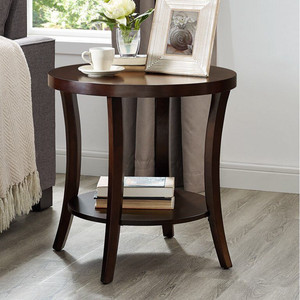 lot 2007 image: Roundhill Furniture Traditional Ornate Detailing Espresso Finish Wood End Table