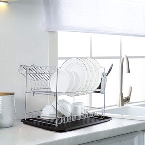 lot 2024 image: Glotoch Kitchen Dish Drying Rack, 2 Tier Iron Large Dish Drying Rack