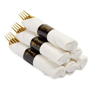 lot 2027 image: 36 Piece 60th Years Birthday Anniversary Pre Rolled Napkin and Gold Plastic Silverware Cutlery Utensil Set Disposable Heavy Duty Flatware Combo Knife Spoon Fork Supplies for Party