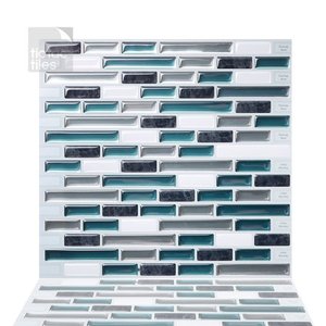 lot 2029 image: Tic Tac Tiles 10-Sheet Peel and Stick Self Adhesive Removable Stick On Kitchen Backsplash Bathroom 3D Wall Tiles in Como Bay