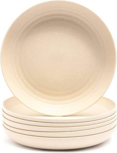 lot 2035 image: Juvale 6-Pack Wheat Straw Plates 8.75 Unbreakable Dishwasher & Microwave Safe Eco-Friendly Tableware, Beige