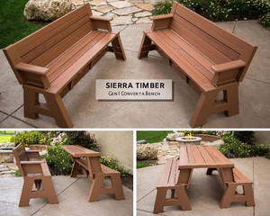 lot 2036 image: Convert-A-Bench Folding Picnic Table Bench, Sierra Timber