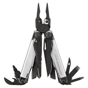 lot 2054 image: LEATHERMAN - Surge Heavy Duty Multitool with Premium Replaceable Wire Cutters and Spring-Action Scissors, Limited Edition BlackSilver with Premium Nylon Sheath