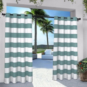lot 2059 image: Exclusive Home Curtains 2 Pack IndoorOutdoor Stripe Cabana Grommet Top Curtain Panels
