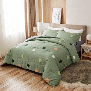 lot 2097 image: Peach Leaf Super Soft 100% Cotton 3-Piece Comforter Set with Shams, FullQueen, Colorful Dot