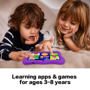 lot 2106 image: Contixo Kids Tablet with over $150 value of pre-installed Teacher Approved Apps, Android 10, 7, 32GB Storage, Learning Tablet with Parental Control, Kid-Proof Protective Case, age 3-8, V9-3-32-Purple