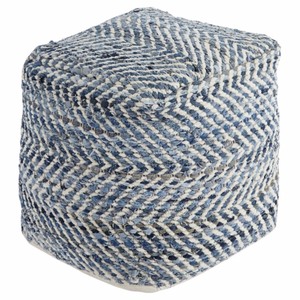 lot 2117 image: Chevron Pouf Blue - Signature Design by Ashley