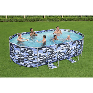 lot 2118 image: Bestway Power Steel 14 feet x 8 feet Oval Above Ground Pool Set