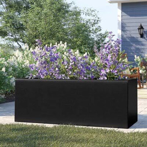 lot 9002 image: PolyStone Planters Milan Tall 46 in. x 17 in. Composite Trough, Black