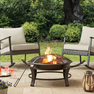 lot 1123 image: Mainstays 28 Fire Pit with PVC Cover and Spark Guard