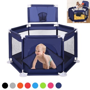 lot 2017 image: Portable Baby Playpen 6-Panel Play Yard Interactive Baby Playinghouse Kids Safety Fence Ocean Ball Pit Pool for Baby Indoors Outdoors Playing, RedMaca BlueNavy BluePink
