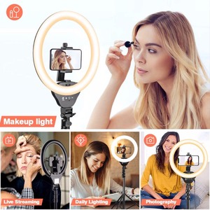 lot 2096 image: 12 Ring Light with 51 Extendable Tripod Stand & Cellphone Holder for Live StreamMakeupYouTube Video, Dimmable LED Beauty Selfie Ringlight for TikTok Photography, Color Temperature 3000K-6000K