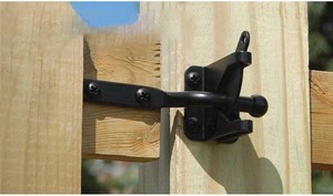 lot 2063 image: KDUP Self-Locking Gate Latch Heavy Duty Post Mount Automatic Gravity Lever WoodPVC Fence Gate Lock with Fasteners Hardware,for Secure Pool Yard  Garden, Steel,Black