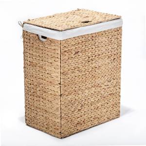 lot 6569 image: Seville Classics Water Hyacinth Brown Collapsible Wicker Portable Laundry Hamper with Canvas Laundry Bag and Lid