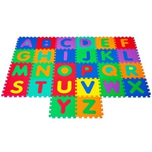 lot 16593 image: Hey Play Interlocking Foam Tile Play Mat with Letters Nontoxic Multicolor Tiles by