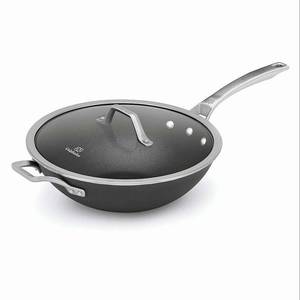 lot 16595 image: Calphalon Signature Nonstick 12 Flat-Bottom Wok with Cover