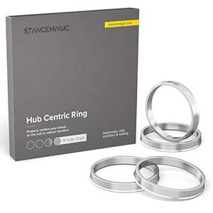 lot 16612 image: STANCEMAGIC Hubcentric Rings (Pack of 4) - 63.4mm ID to 73.1mm OD - Silver Aluminum Hubrings - for 63.4mm Vehicle Hub and 73.1mm Wheel Centerbore - Compatible with Jaguar Mercury Ford Lincoln