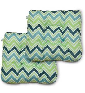 lot 16630 image: Duck Covers Water-Resistant 19 x 19 x 5 Inch Indoor Outdoor Seat Cushions, Mint Marine Chevron, 2-Pack