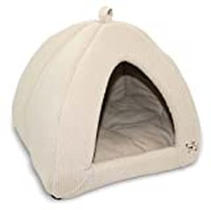 lot 16650 image: Best Pet Supplies Corduroy Tent Bed for Pets, Beige - Medium