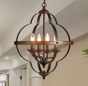 lot 16657 image: TZOE Orb 4-Light Pendant LightRustic Vintage Metal ChandelierBlackCopper ColorFarmhouse,Foyer ChandeliersDining Room LightBedroom Lights,Living Room LightingKichlen Chandelier UL Listed