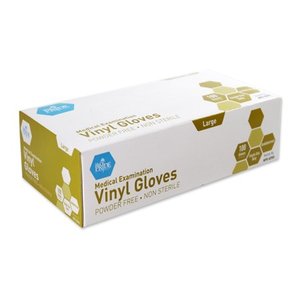 lot 16662 image: MedPride Vinyl Exam Gloves, Powder-Free, Large, Box of 100