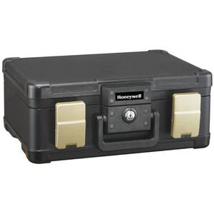 lot 16665 image: Honeywell 0.24 cu. ft. Waterproof 30-Minute Fire Chest with Key Lock, 1103