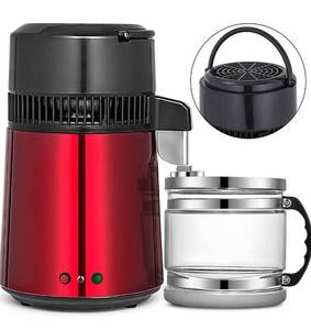 lot 16672 image: Mophorn Water Distiller, 4L Distilled Water Maker, 304 Stainless Steel Distilled Water Machine, 750W Countertop Water Distiller, Dual-Button Water Distiller for Home, Red