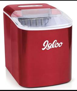 lot 16673 image: Red Retro 26-Pound Automatic Portable Countertop Ice Maker