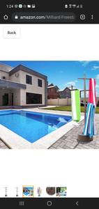 lot 16707 image: Milliard Freestanding Portable Outdoor Towel Tree Three Adjustable Bars Weath...
