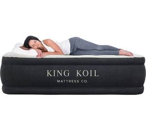 lot 16717 image: King Koil Queen Air Mattress with Built-in Pump - Best Inflatable Airbed Queen Size - Elevated Raised Air Mattress Quilt Top 1-Year Manufacturer Guarantee Included