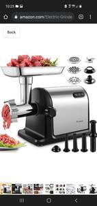 lot 16724 image: AAOBOSI Electric Meat Grinder 2000W Max Heavy Duty Stainless Steel Meat Mincer with 3 Grinding Plates, 3 Sausage Stuffer Tubes & Kubbe Attachments,Easy One-Button Control