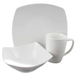 lot 16760 image: Gibson Home Zen Buffetware 12 Piece Porcelain Square Dinnerware Set