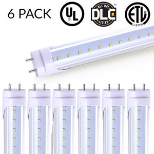 lot 16767 image: Sunco Lighting 6 Pack 4FT 48 Inch T8 Tube LED Light Bulbs 18 Watt (40 Equivalent) Clear 5000K Kelvin Daylight 2200LM, Bright White Light, Single Sided Connection Bypass Ballast - ETL & DLC LISTED