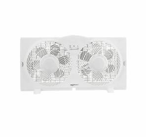 lot 16771 image: Amazon Basics Window Fan with Manual Controls, Twin 9-Inch Blades Basic