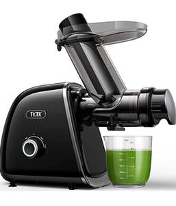 lot 16772 image: Juicer Machines,TKTK Slow Masticating Juicer Extractor with Quiet Motor BPA-Free , Reverse Function,Cold Press Juicer with 2 Speed Modes & 9 Segment Spiral System for High Juice Yield-Black (Renewed)
